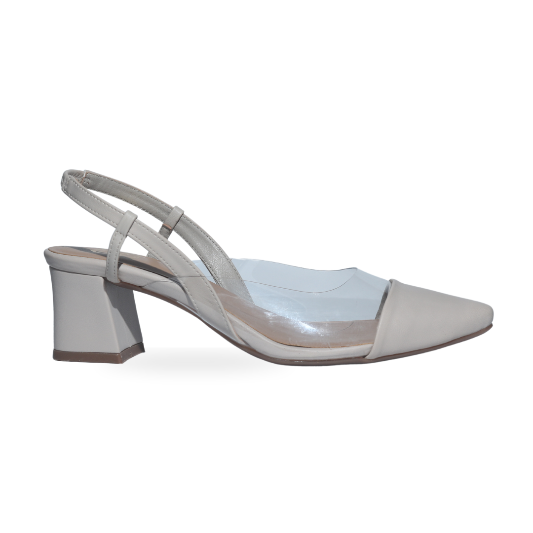 Ivory Transparent Slingback Block Heel