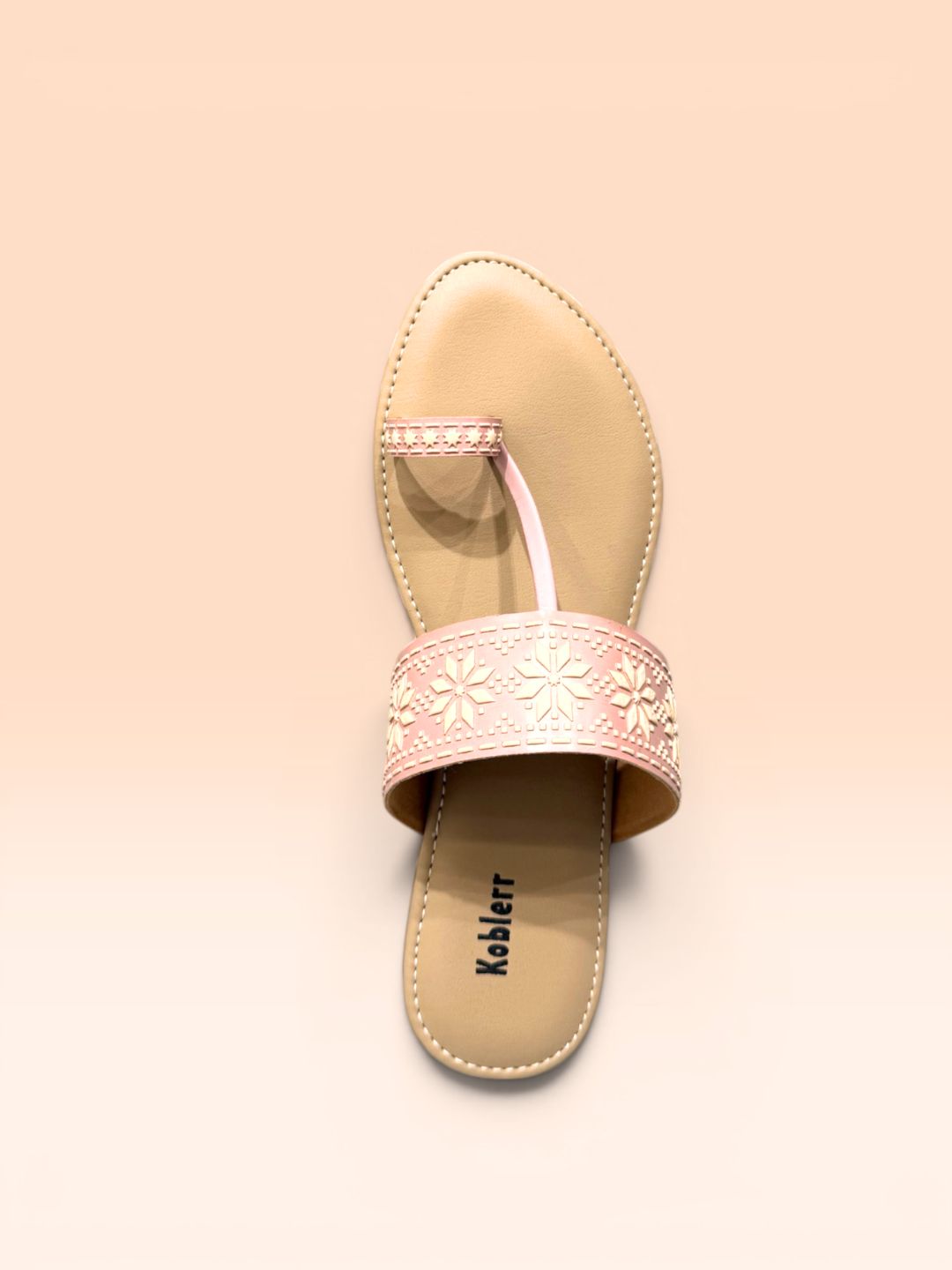 Peach Ethnic Toe-Ring Flats