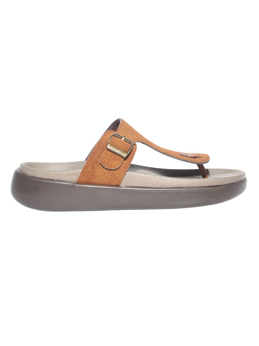 Men's Tan T-Strap Sandals