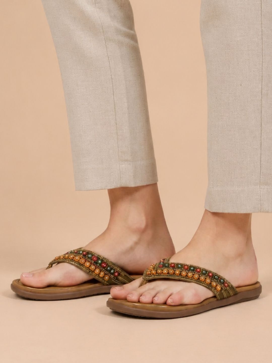 Multi color Beaded Casual Sandals