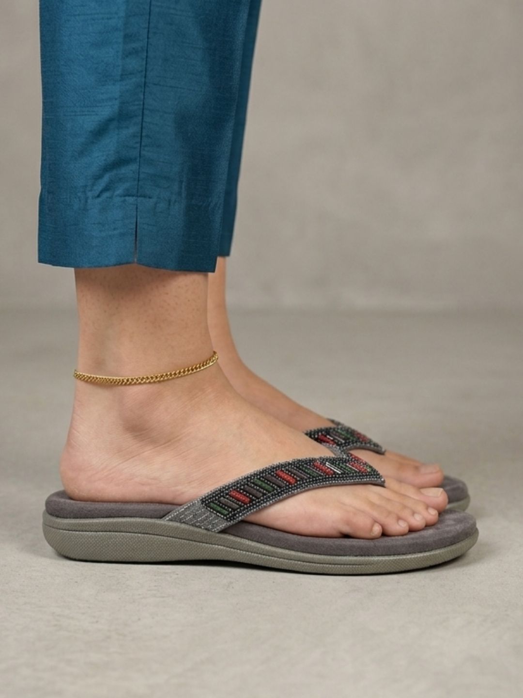 Grey Slip-On casual Sandals