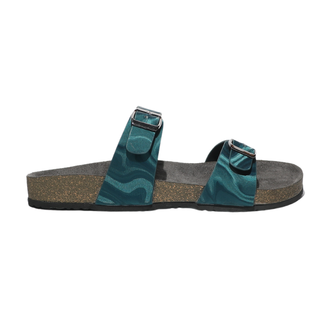 Blue Chrome Strap Slides