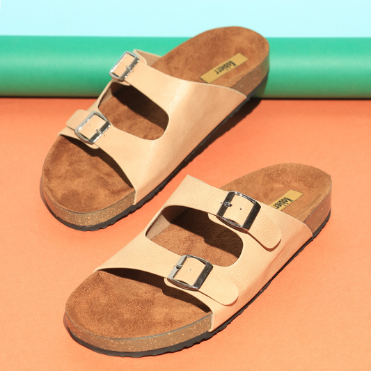 Women’s Double strap Sandals in Beige