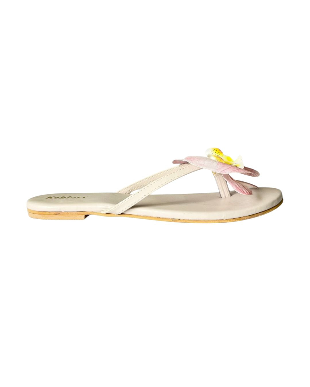 Beige Orchid Floral Flats