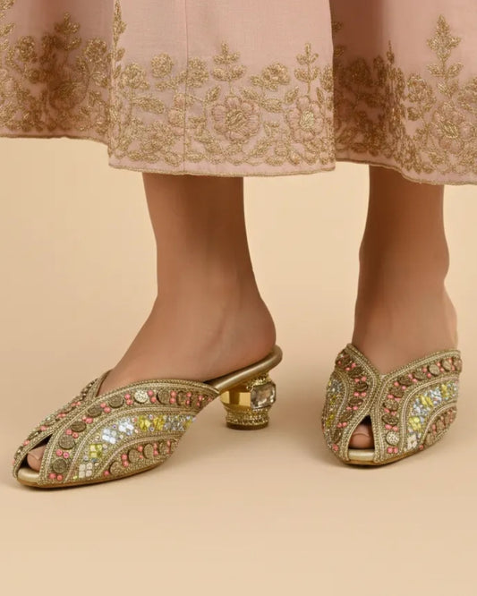 Embellished Peep-Toe Sandals