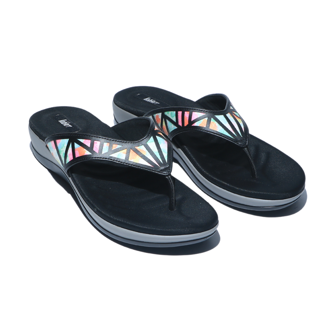 Black Tie Dye Strap Sandals