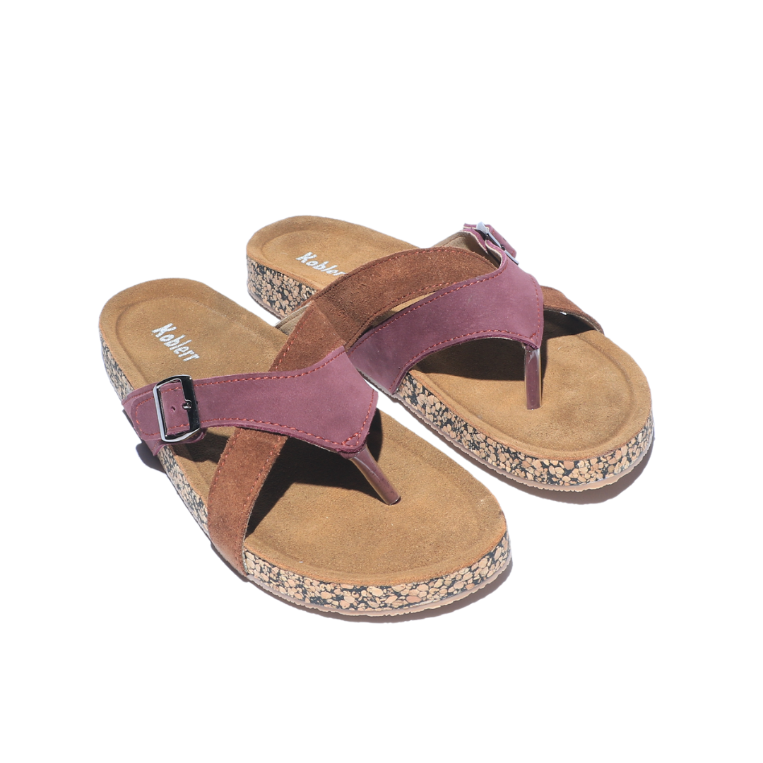 Brown One Toe Flats with Buckles