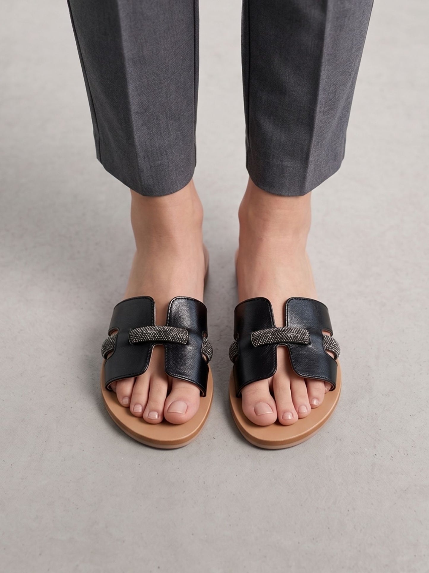 Black Open-Toe Flats