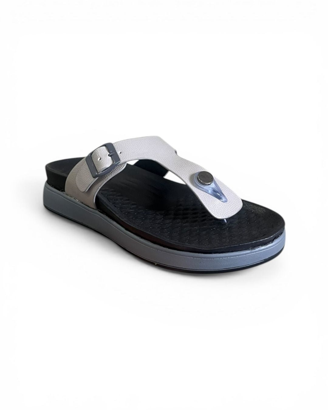 Grey T-strap Sandals