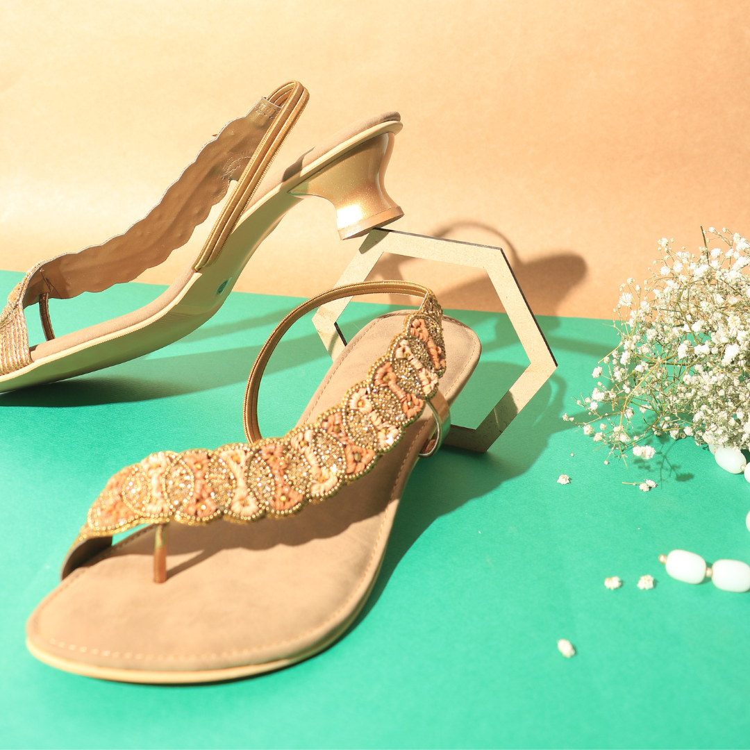 Accessorize Bella Gold Beaded Wide Fit Sandal | littlewoods.com