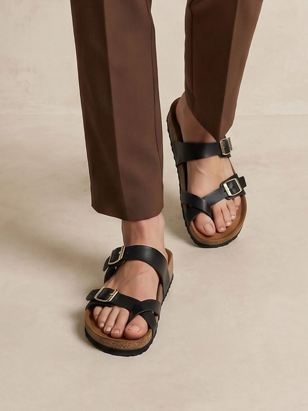 Black Toe-ring Sandals