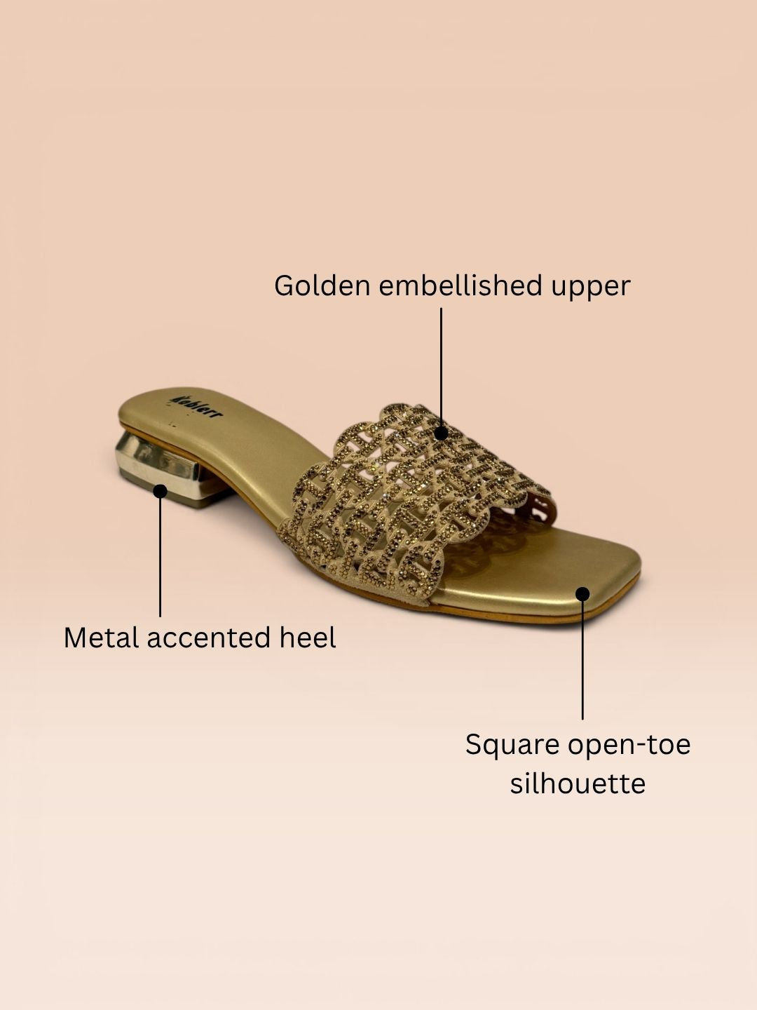 Gold Low Block heel