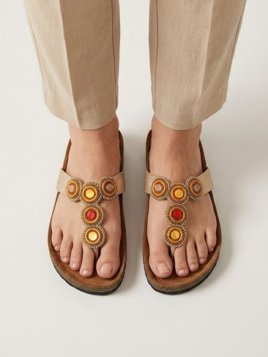 Tan Ethnic Women's Sandals