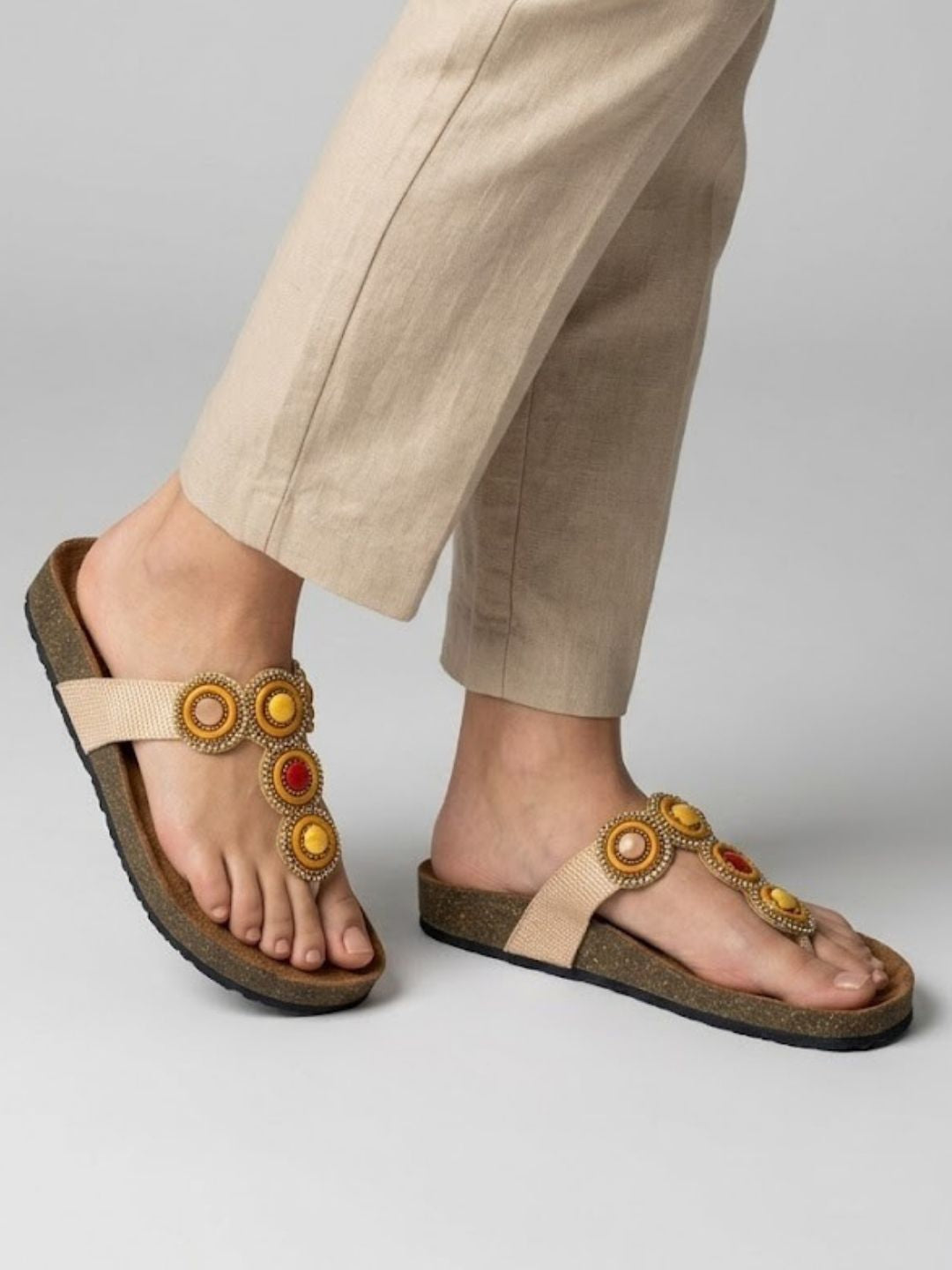 Tan Ethnic Women's Sandals