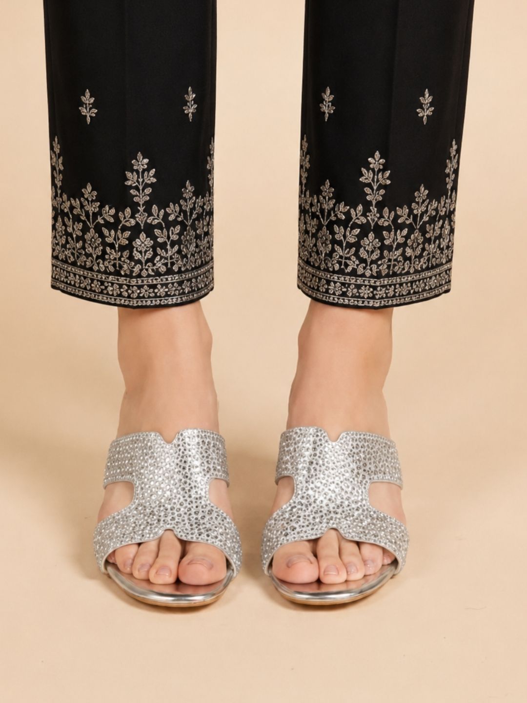 Silver Block heel