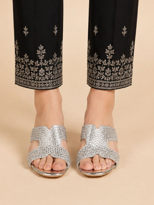 Silver Block heel