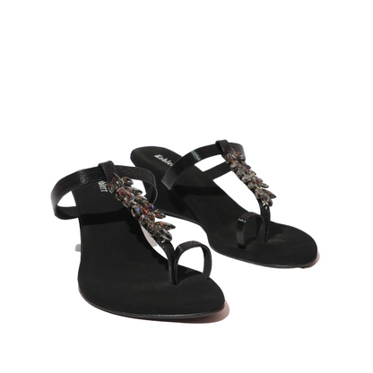 Open Toe Crystal Embellished Heel