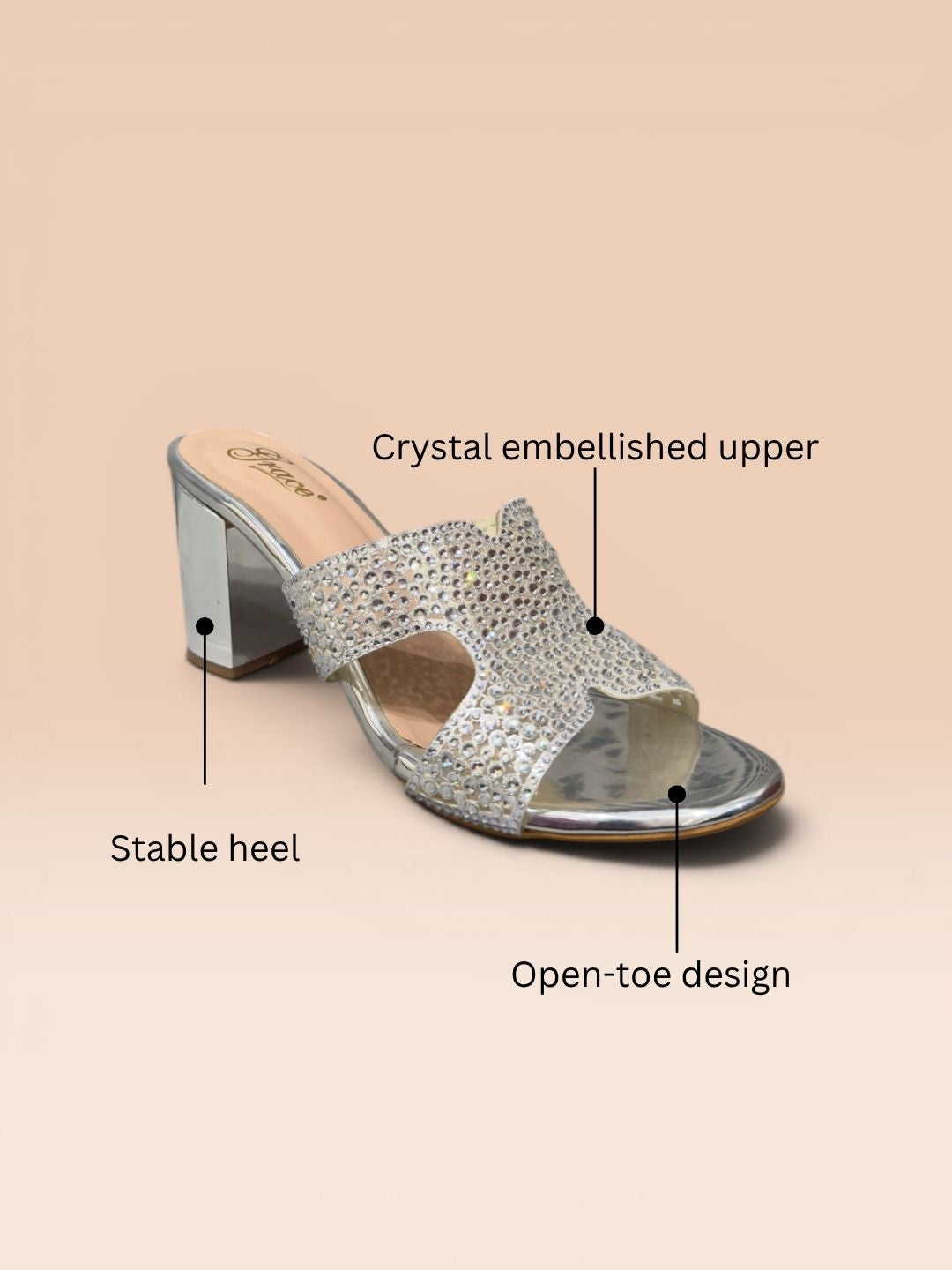 Silver Block heel