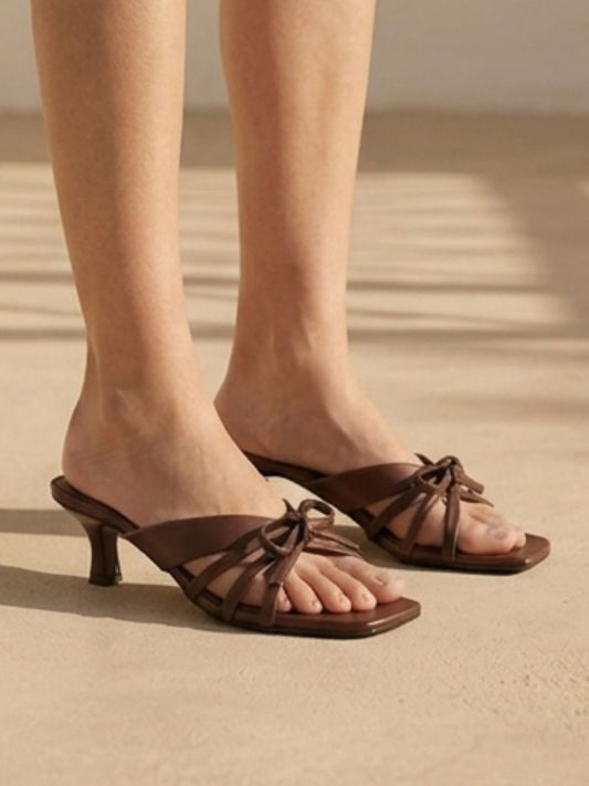 Brown Bow Kitten Heels