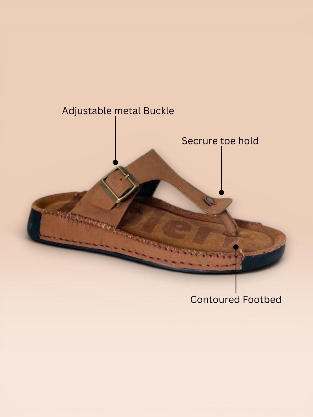 Tan T-strap Buckle Sandals
