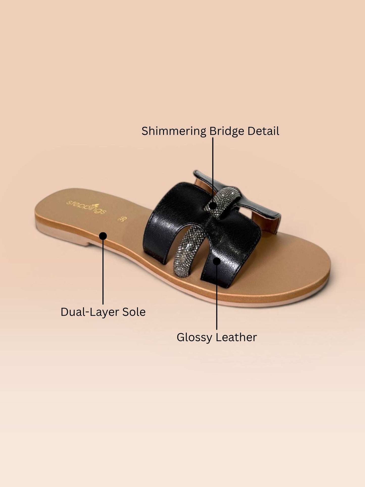 Black Open-Toe Flats