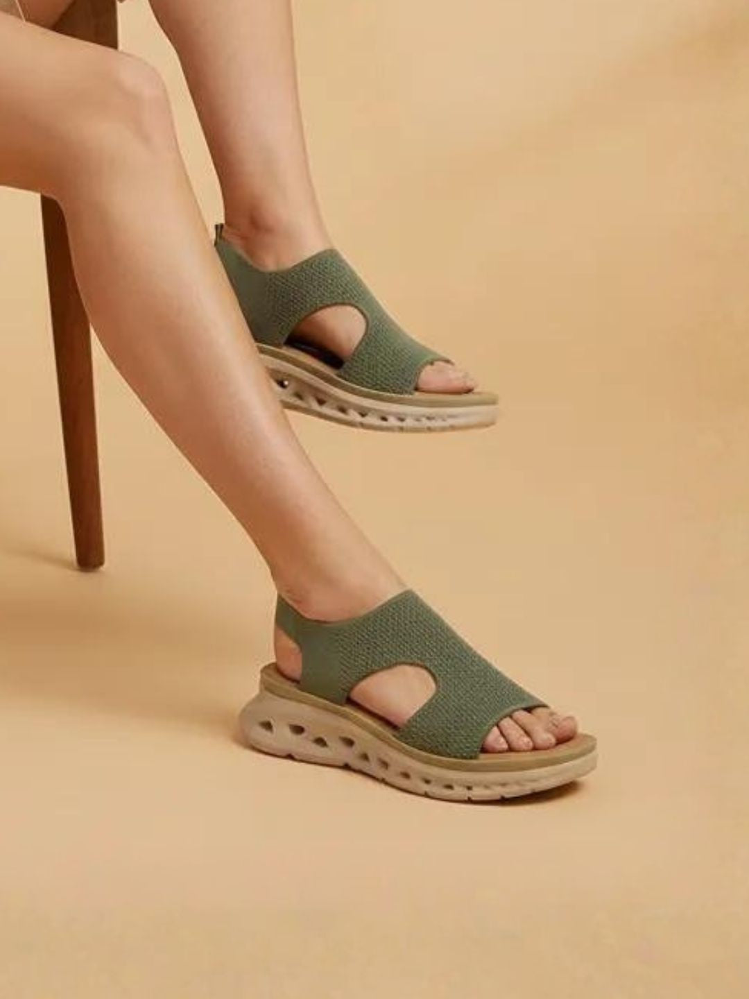 Green Casual Comfy Sandals