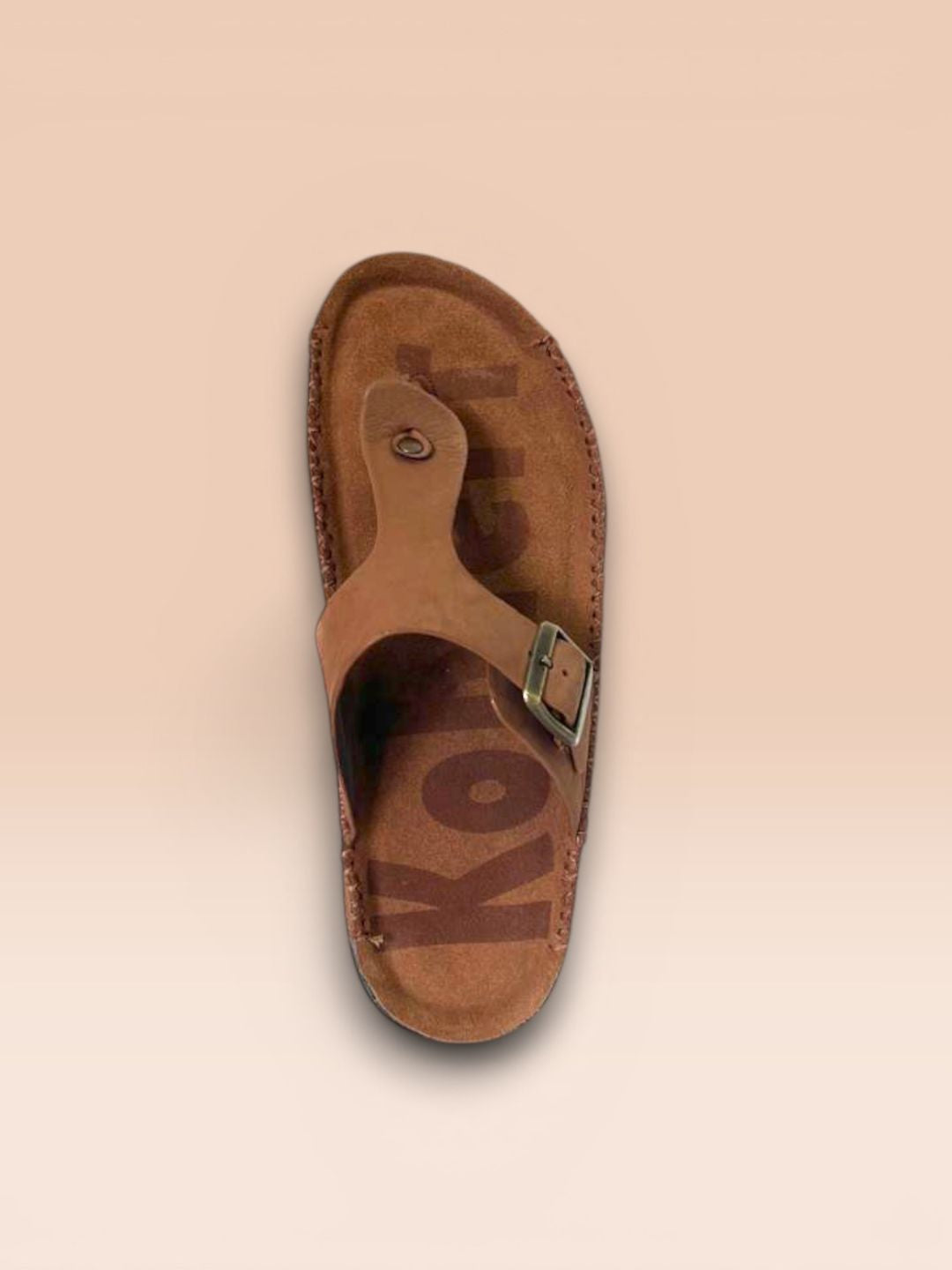 Tan T-strap Buckle Sandals