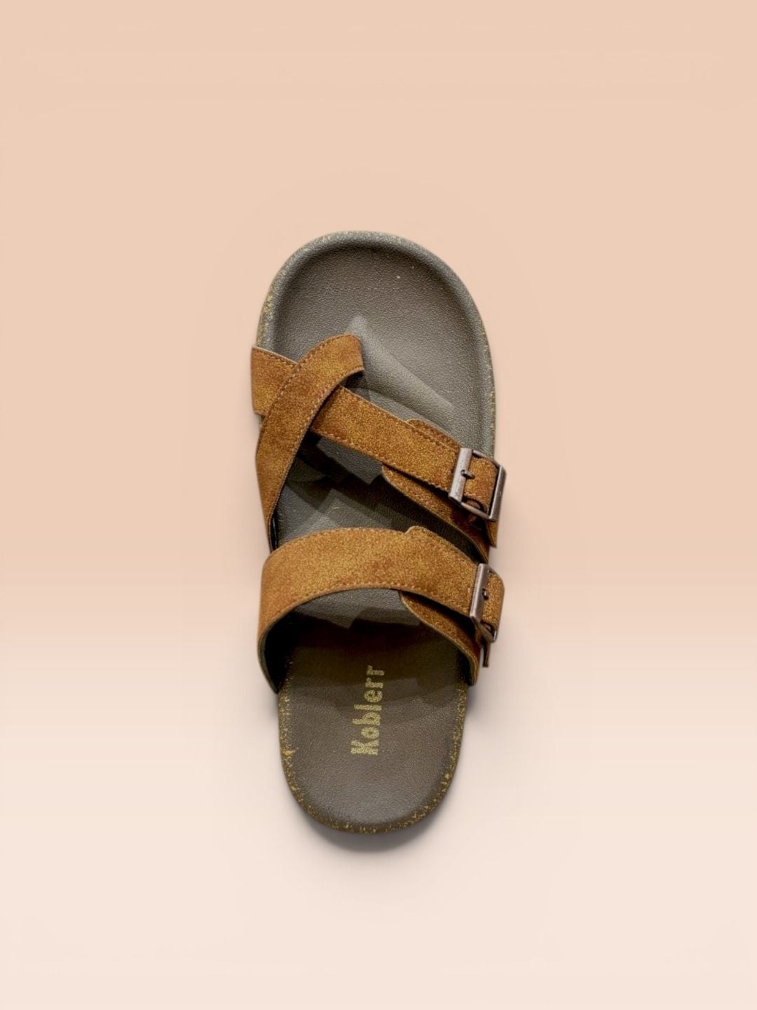 Tan One Toe Two Strap Comfort Sandals