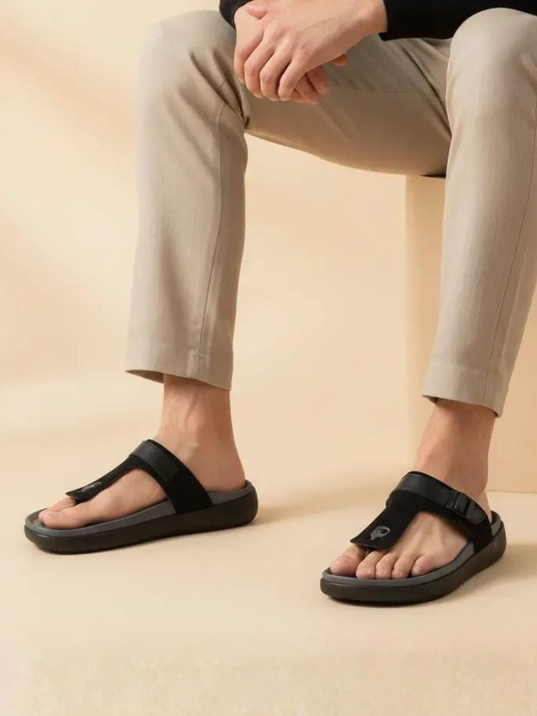Men's Casual Black Slippers