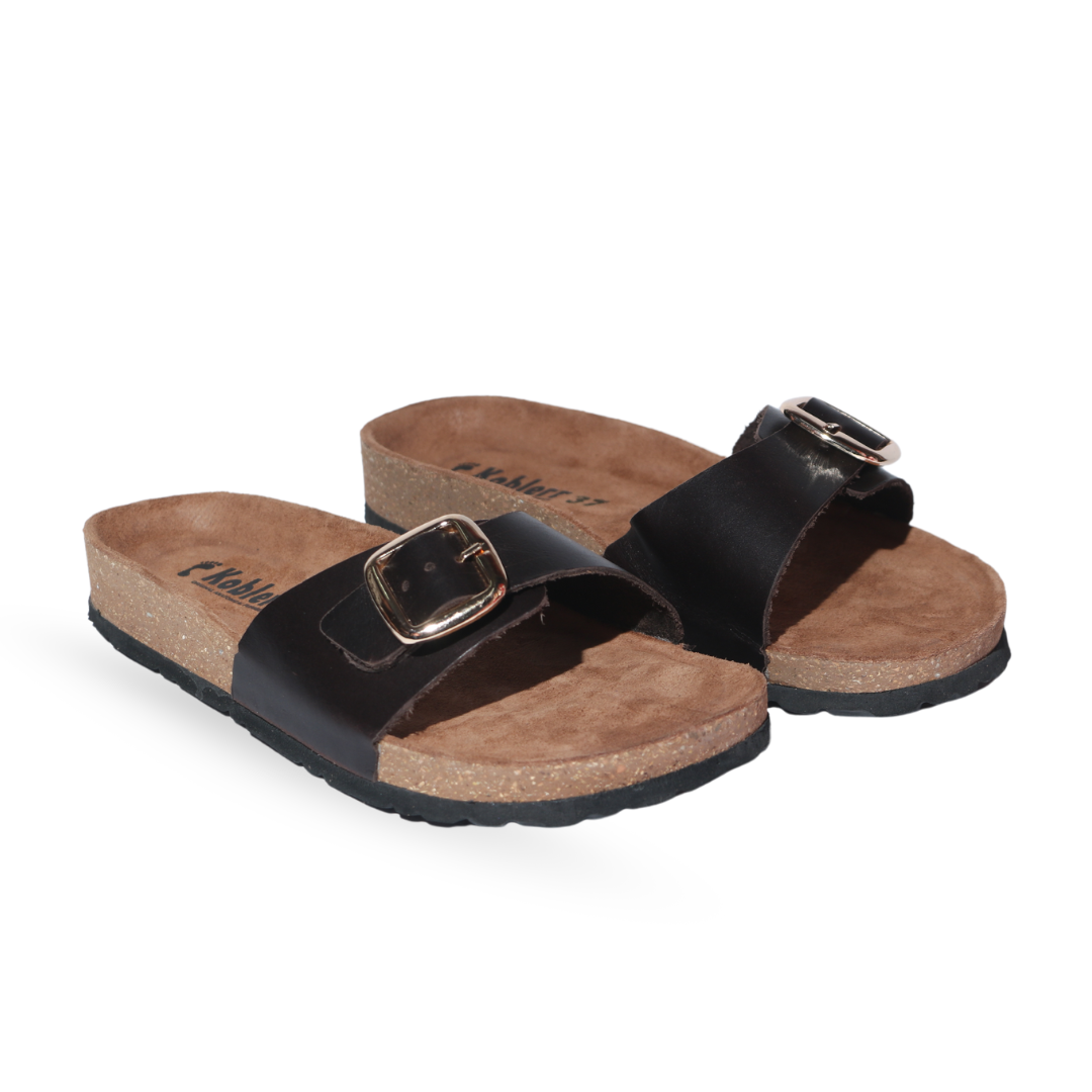 Brown Buckle Slides