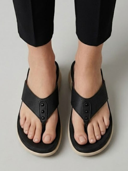 Black Casual Slip-On Sandals