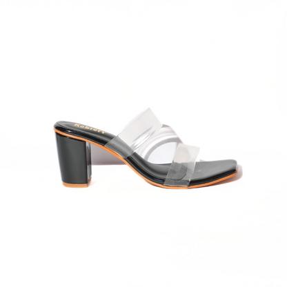 Transparent strap block heel