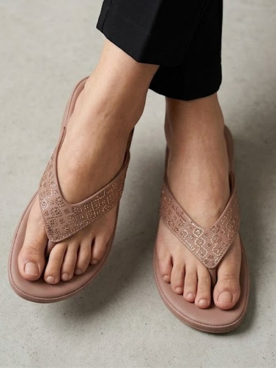 Champagne Shimmer Slip-On Sandals