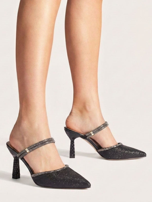 Black Embellished Party Heels