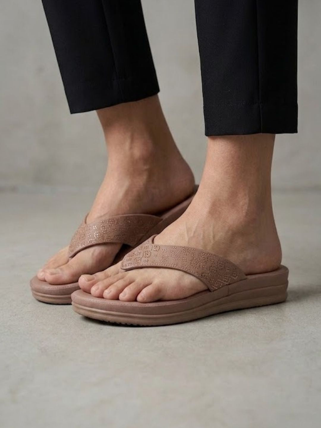 Champagne Shimmer Slip-On Sandals