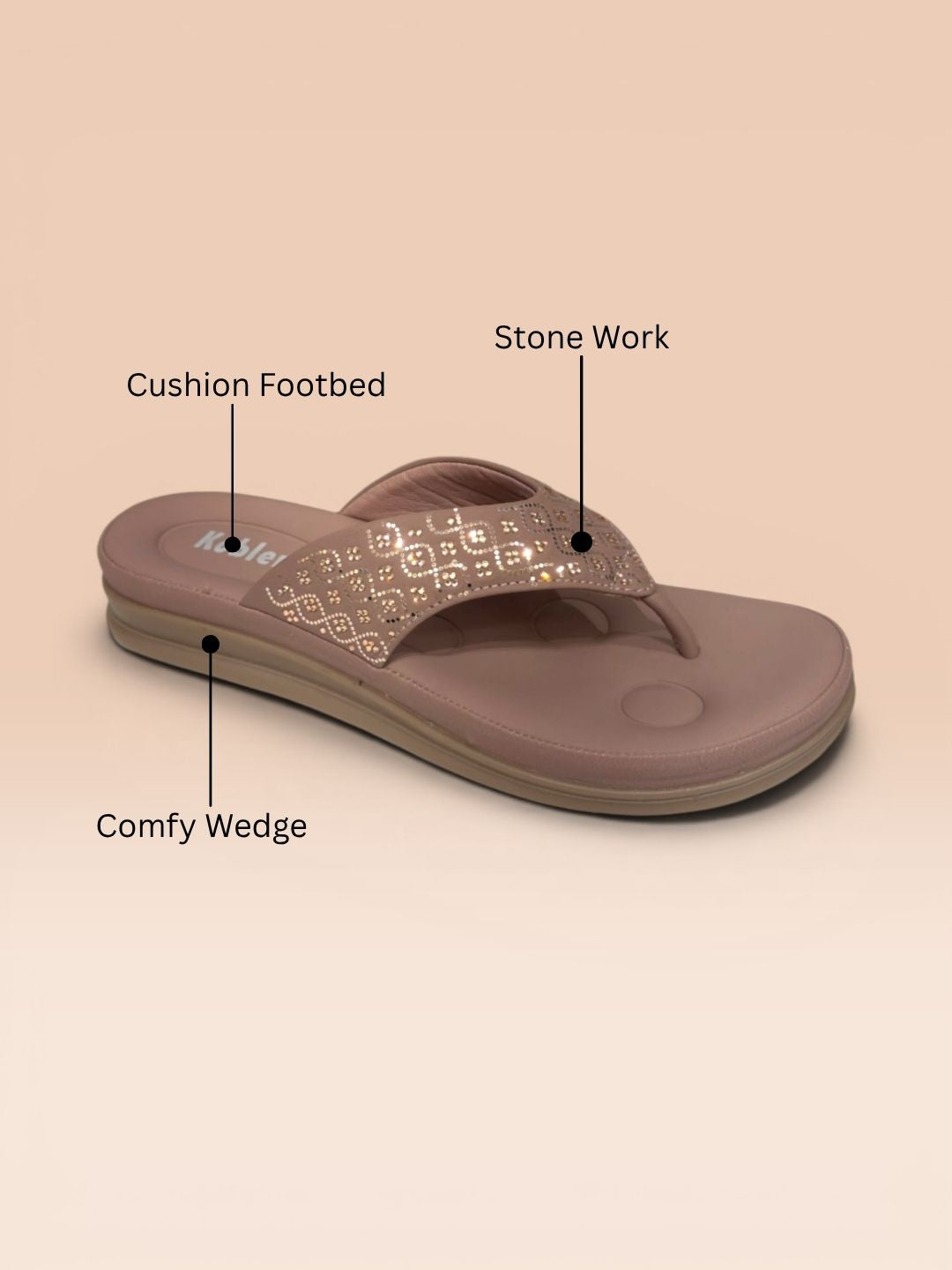 Champagne Shimmer Slip-On Sandals