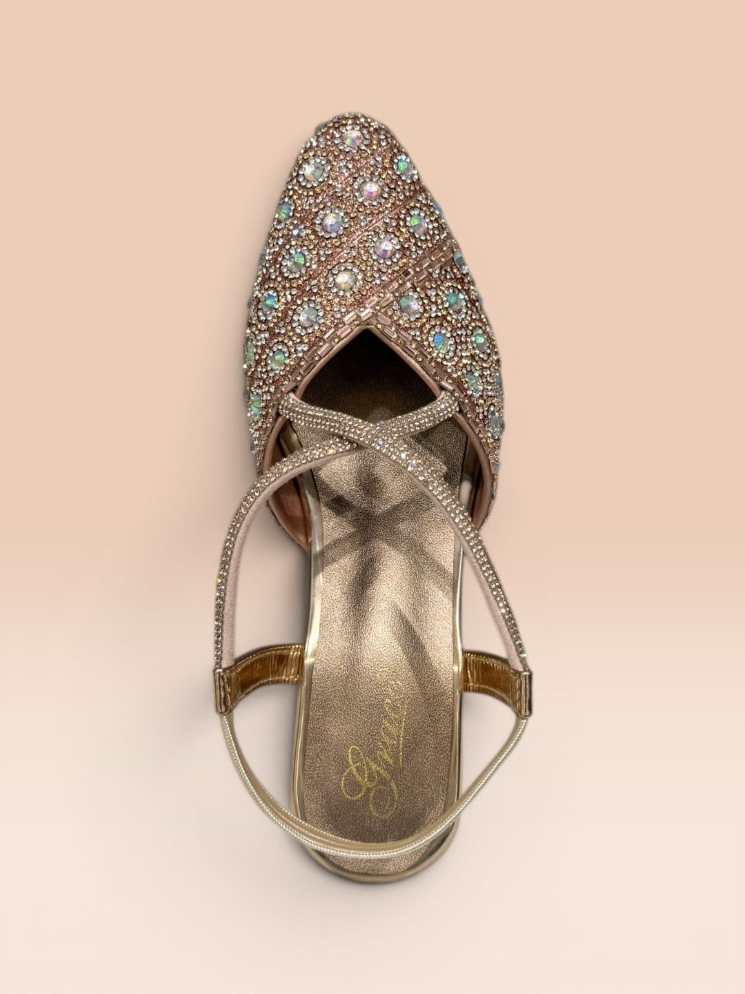 Rose Gold Cross strap block heel