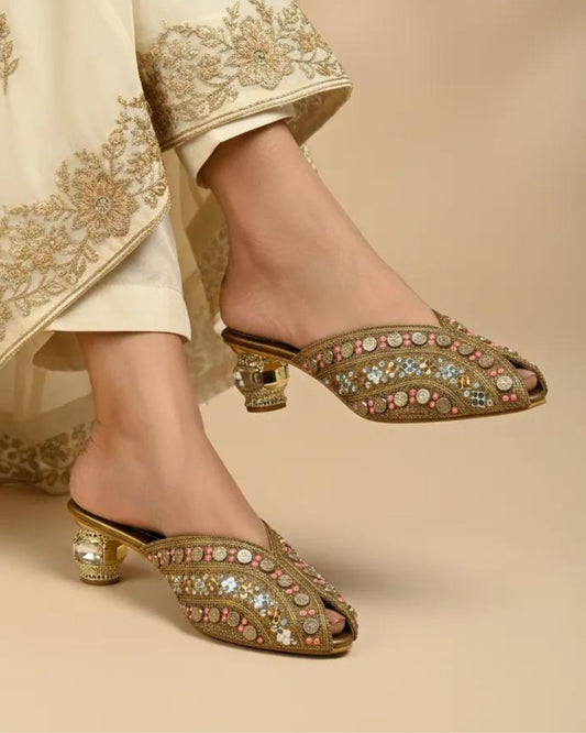 Embellished Peep-Toe Sandals