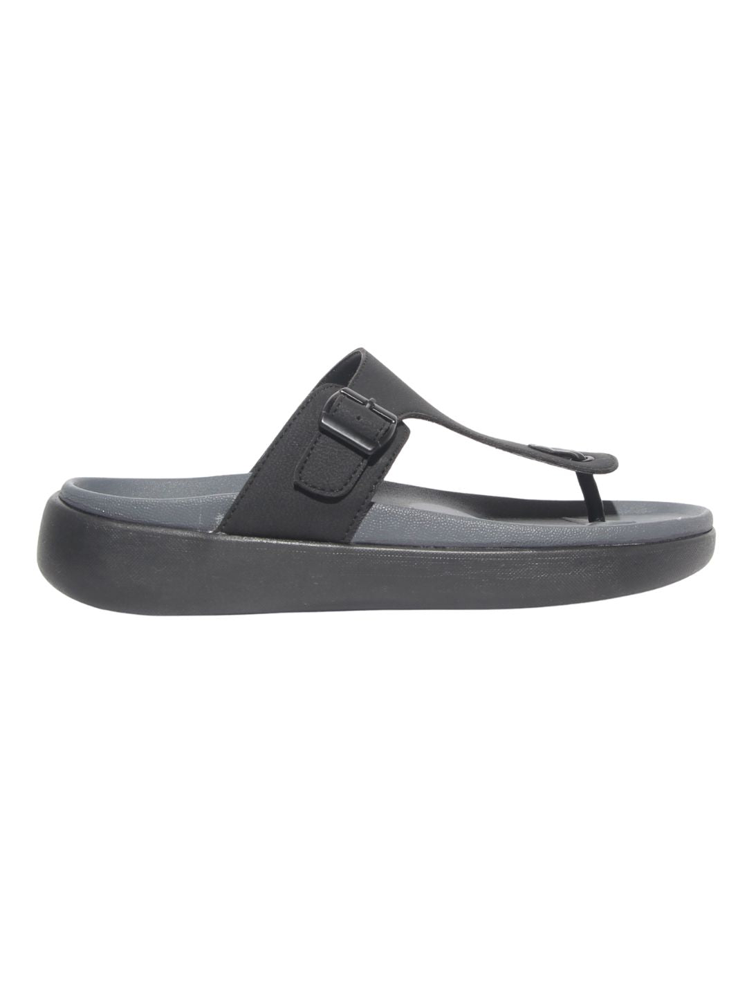 Men's Black T-Strap Sandals