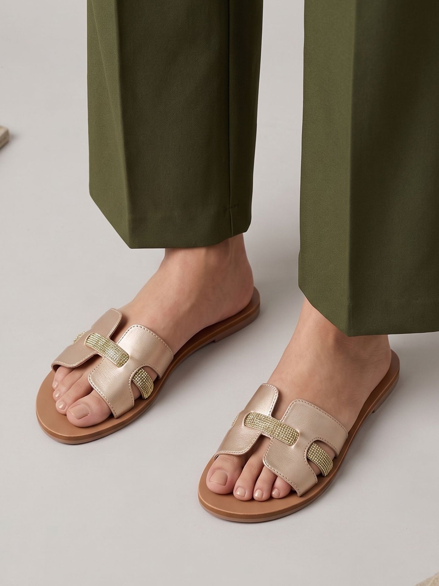 Gold Open-Toe Flats