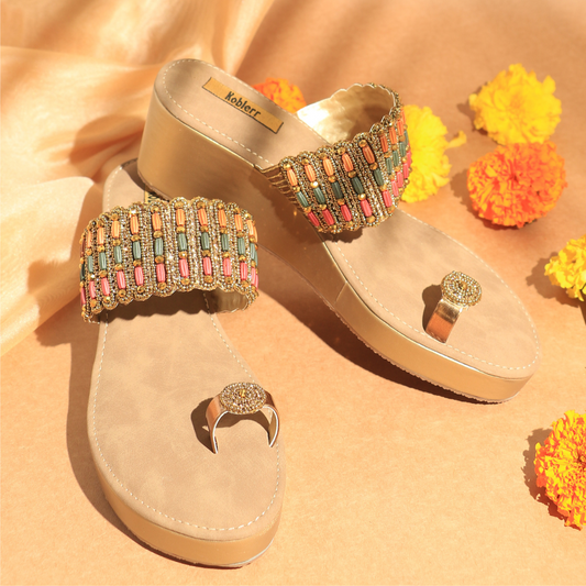 Multi Coloured Toe Ring Sandals