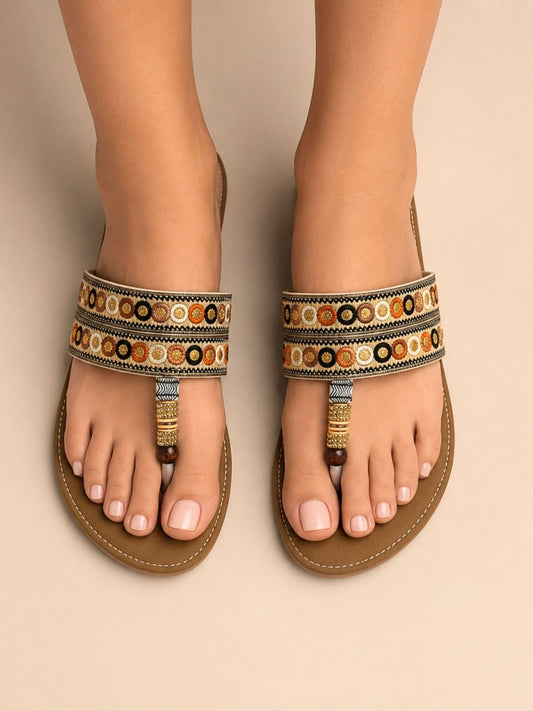 Beige Casual Slip-On Sandals