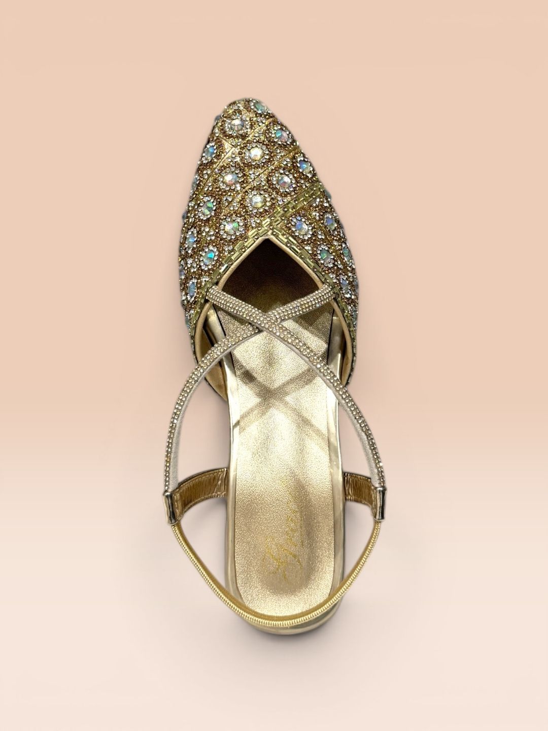 Gold Cross strap block heel