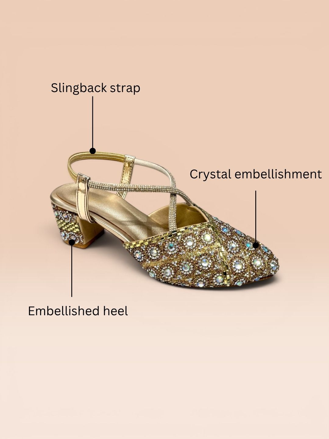 Gold Cross strap block heel
