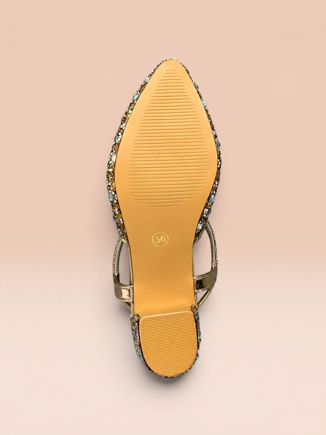 Gold Cross strap block heel