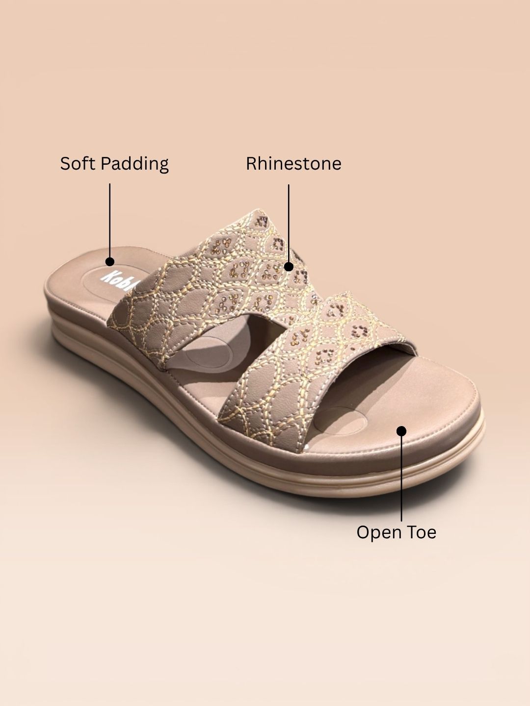 Cream Shimmer Slip-On Sandals