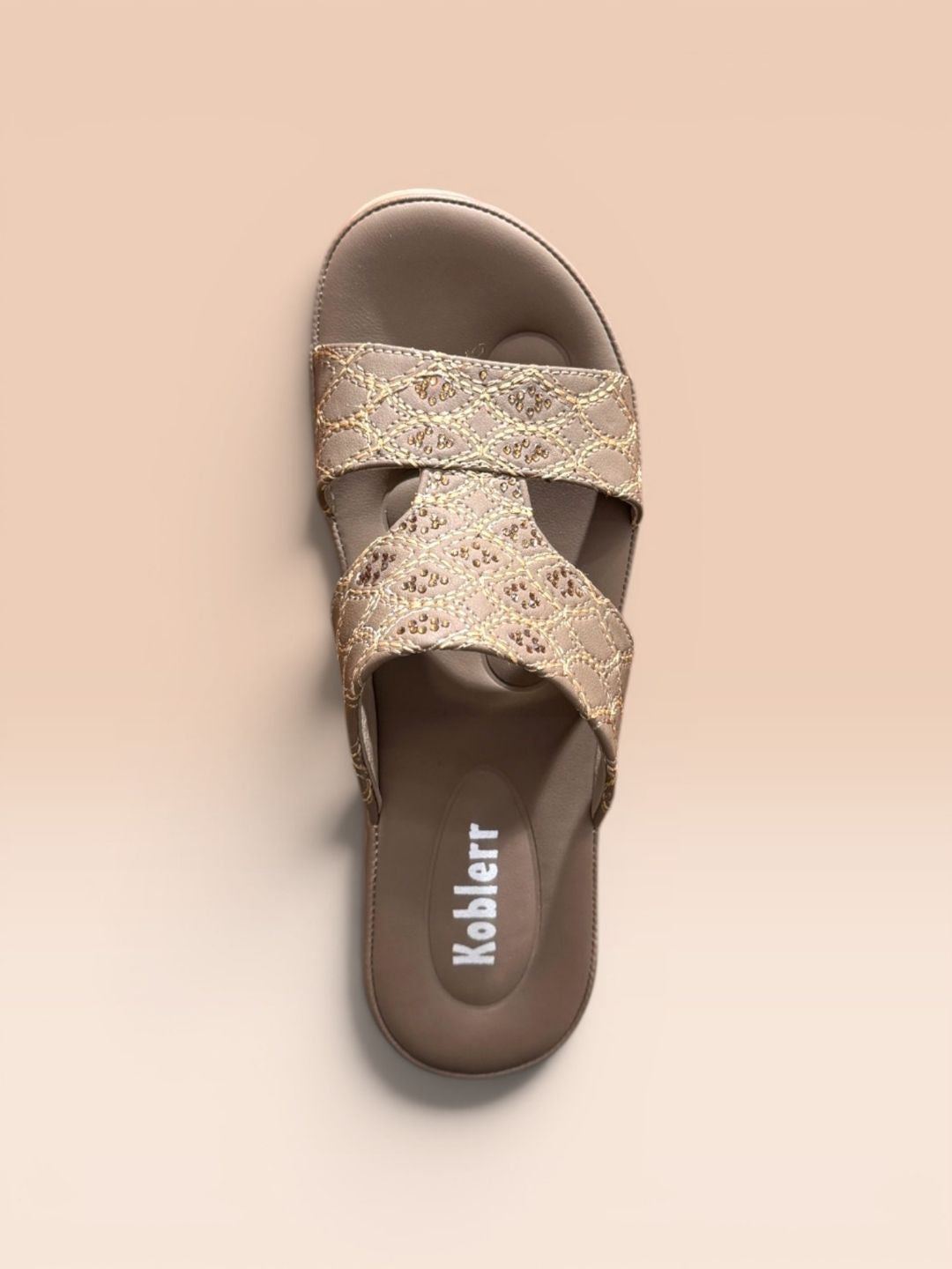 Cream Shimmer Slip-On Sandals