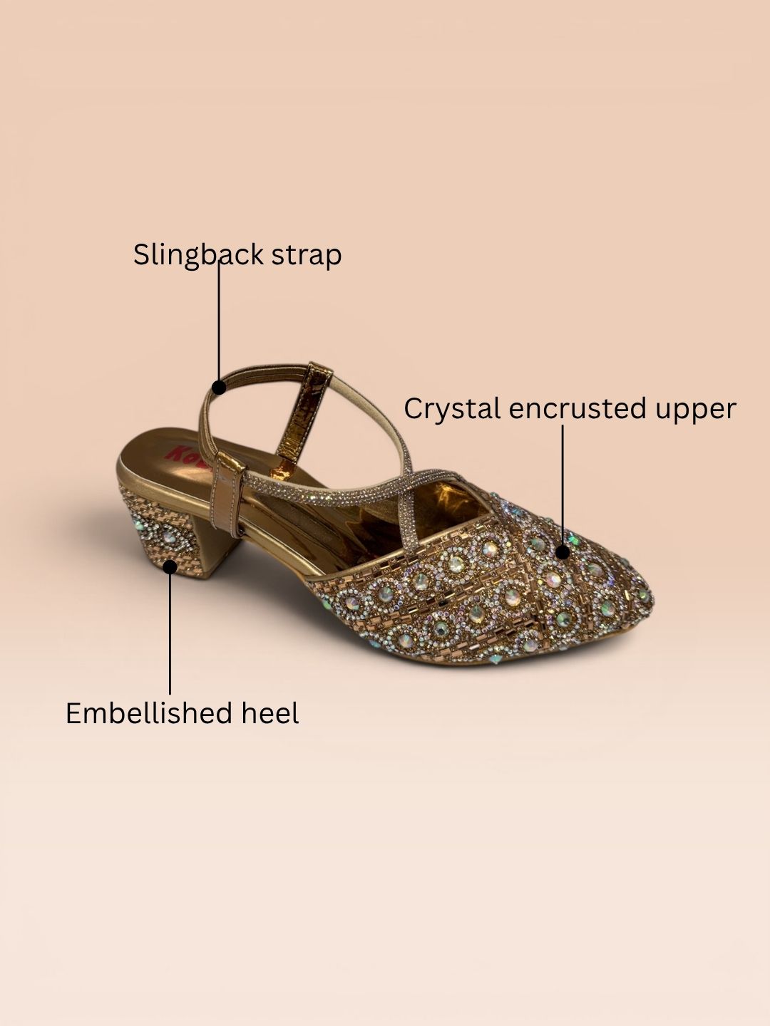 Copper Cross strap block heel