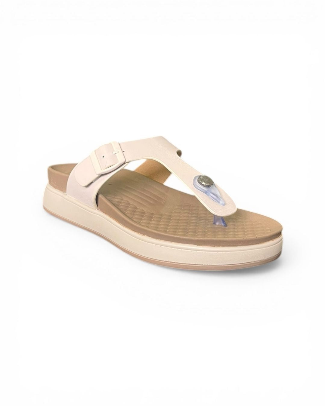 Beige T-strap Sandals