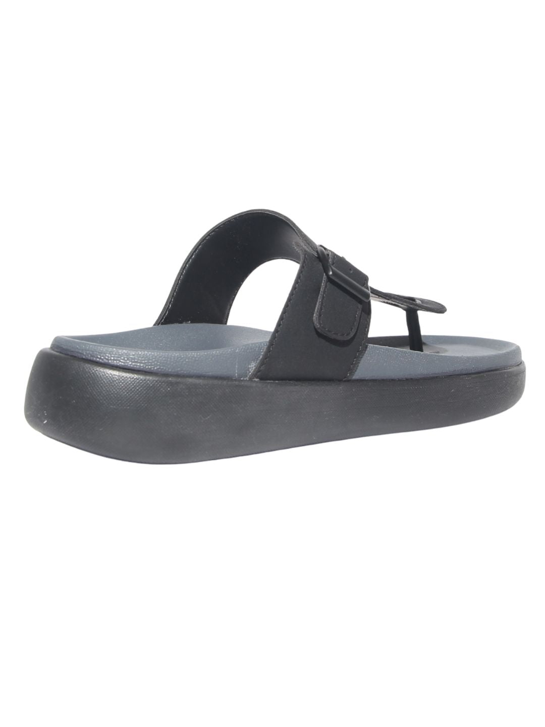 Men's Black T-Strap Sandals